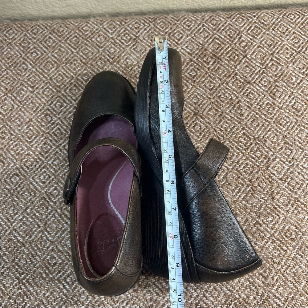 Dansko Adelle Mary Jane Wedge Black Leather Comfortable Dark Academia Sz 38-7.5 - Picture 7 of 11